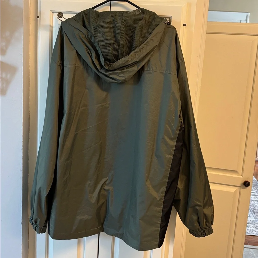 Men’s XXL Lightweight Hooded Windbreaker Jacket Green Full Zip - Picture 6 of 7